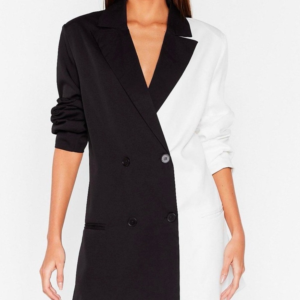 Nasty Gal | Color Block Black and White Blazer Dress - Picture 3 of 5